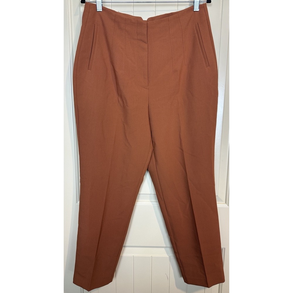 Nine West Womens High Rise Tapered Ankle Business Dress Pants Burnt Orange Sz 14
